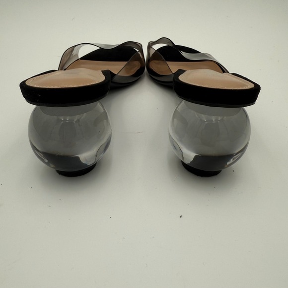 Bar III Cally Women Clear Strap Block Heel Mules Slide Sandals Black Size 8 EUC - Picture 5 of 8